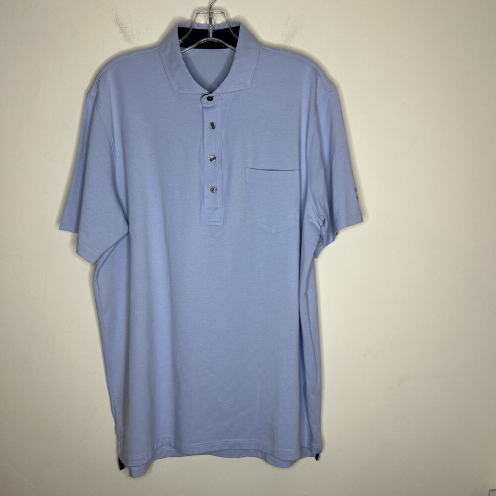 Greyson Mens Polo Shirt Size Large Blue Short Sleeve Golf Preppy Pima Cotton